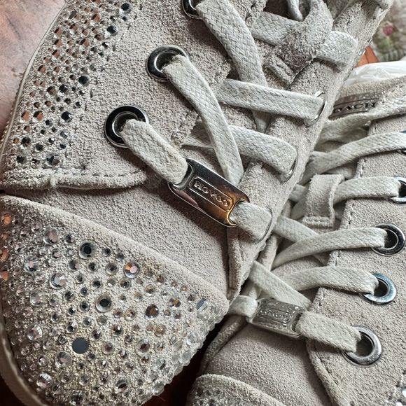 COACH STYLE # Q2047 Ladies Suede Rhinestone Sneakers - Picture 4 of 11